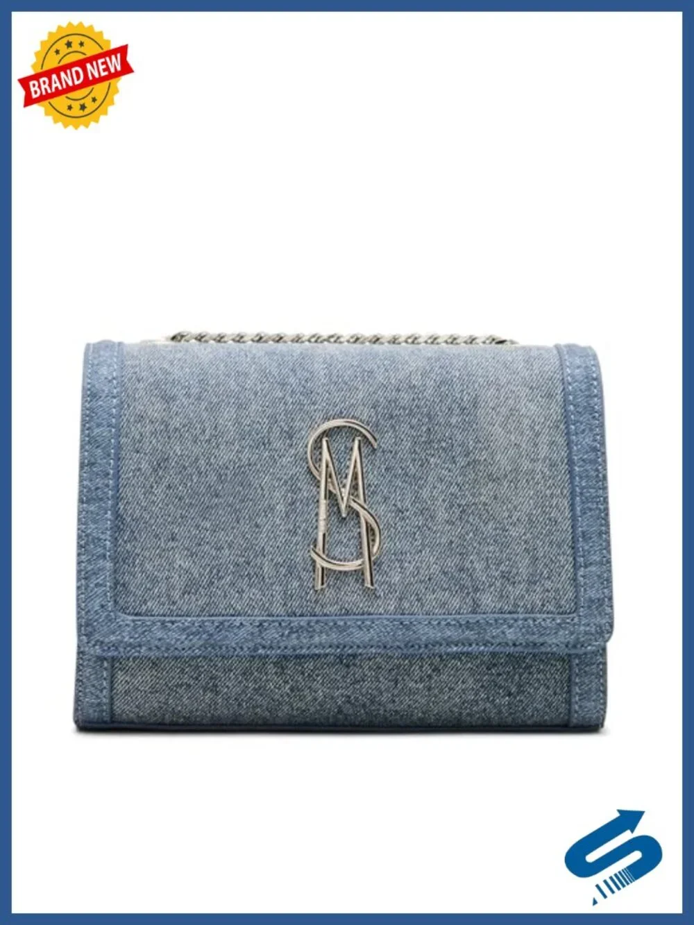 Convertible Shoulder Bag Denim Satchel with Chain Strap